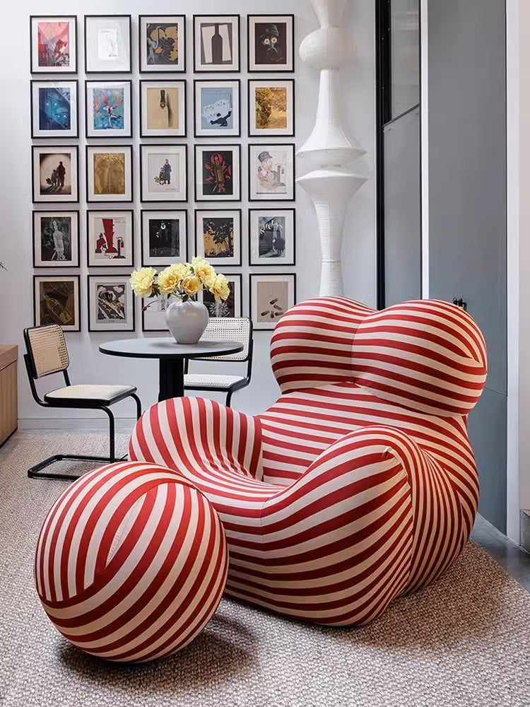 Stripe La Mamma UP Armchair and Ottoman