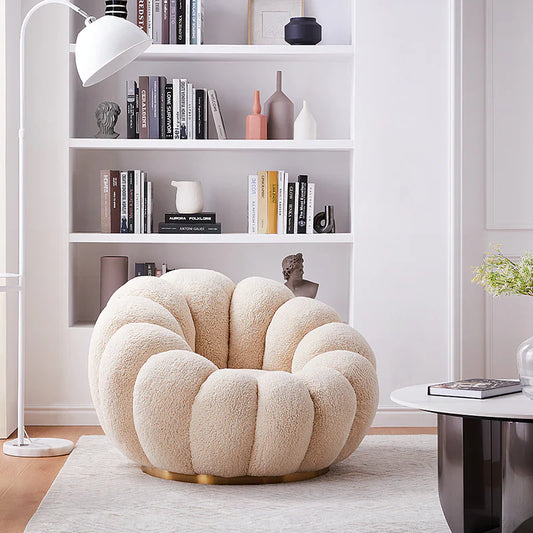 Pumpkin Swivel Accent Chair Beige